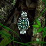 Seiko 5 Sports Forest Green Sunrise Limited Edition Green Dial Silver Steel Strap Watch for Men - SSK050K1