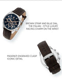 Maserati Attraction Limited Edition Chronograph Blue Dial Brown Leather Strap Watch for Men - R8851151003