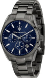 Maserati Attrazione Chronograph Blue Dial Grey Steel Strap Watch for Men - R8853151012