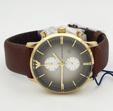 Emporio Armani Retro Chronograph Brown Dial Brown Leather Strap Watch for Men - AR1755