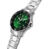 Maserati Competizione Green Dial Silver Steel Strap Watch for Men - R8853100038