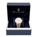 Maserati Tradizione Chronograph White Dial Two Tone Steel Strap Watch for Men - R8873646002