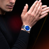 D1 Milano Ultra Thin Blue Dial Silver Steel Strap Watch for Men - D1-UTBJ09