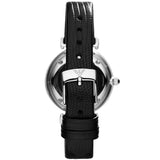 Emporio Armani Gianni T-Bar Black Dial Black Leather Strap Watch for Women - AR1678