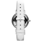 Emporio Armani Gianni T-Bar Silver Dial White Leather Strap Watch for Women - AR1680