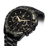 Maserati Traguardo Limited Edition Chronograph Black Dial Black Steel Strap Watch for Men - R8873612051
