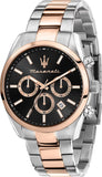 Maserati Attrazione Chronograph Black Dial Two Tone Steel Strap Watch for Men - R8853151002