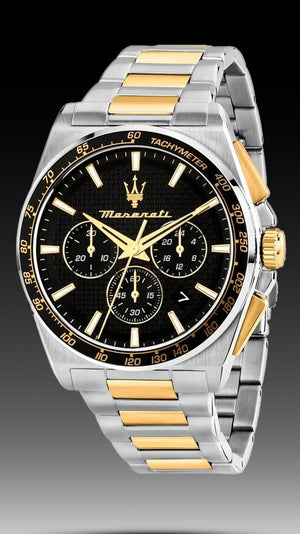 Maserati Velocità Chronograph Black Dial Two Tone Steel Strap Watch for Men - R8873652003