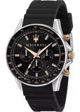 Maserati SFIDA Chronograph Black Dial Black Silicone Strap Watch for Men - R8871640005