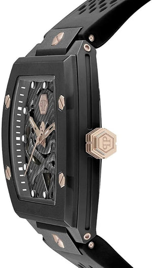 Philipp Plein The $Keleton Black Dial Black Silicone Strap Watch for Men - PWVBA0523