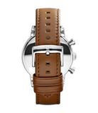 Emporio Armani Luigi Chronograph Silver Dial Brown Leather Strap Watch for Men - AR1846