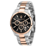 Maserati Attrazione Chronograph Black Dial Two Tone Steel Strap Watch for Men - R8853151002