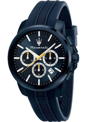 Maserati Successo Chronograph Blue Dial Blue Rubber Strap Watch for Men - R8871621044