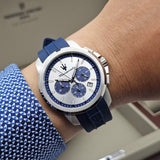 Maserati Successo Chronograph Silver Dial Blue Silicone Strap Watch for Men - R8871621042