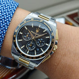 Maserati Velocità Chronograph Black Dial Two Tone Steel Strap Watch for Men - R8873652003