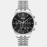 Hugo Boss Avery Chronograph Black Dial Silver Steel Strap Watch for Men - 1514157