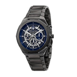 Maserati Stile Skeleton Chronograph Blue Dial Grey Steel Strap Watch for Men - R8873642012
