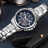 Maserati Successo Chronograph Blue Dial Silver Steel Strap Watch for Men - R8873621037