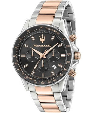 Maserati SFIDA Chronograph Grey Dial Two Tone Steel Strap Watch for Men - R8873640021