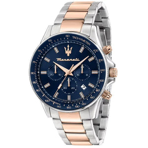 Maserati SFIDA Chronograph Blue Dial Two Tone Steel Strap Watch for Men - R8873640022