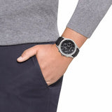 Emporio Armani Classic Chronograph Black Dial Black Leather Strap Watch for Men - AR1700