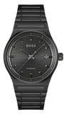 Hugo Boss Candor Automatic Black Dial Black Steel Strap Watch for Men - 1514120