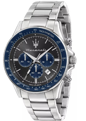 Maserati SFIDA Limited Edition Chronograph Grey Dial Silver Steel Strap Watch for Men - R8873640018