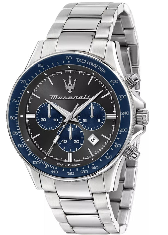Maserati SFIDA Limited Edition Chronograph Grey Dial Silver Steel Strap Watch for Men - R8873640018