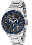 Maserati SFIDA Limited Edition Chronograph Grey Dial Silver Steel Strap Watch for Men - R8873640018