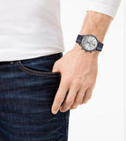 Emporio Armani Aviator Silver Dial Two Tone Leather Strap Watch for Men - AR11202