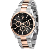 Maserati Attrazione Chronograph Black Dial Two Tone Steel Strap Watch for Men - R8853151002