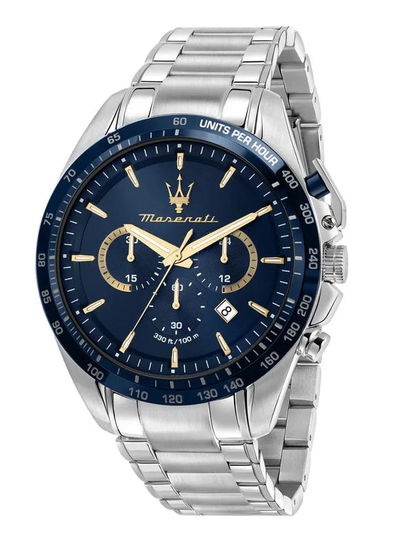 Maserati Traguardo Limited Edition Chronograph Blue Dial Silver Steel Strap Watch for Men - R8873612052