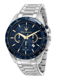 Maserati Traguardo Limited Edition Chronograph Blue Dial Silver Steel Strap Watch for Men - R8873612052
