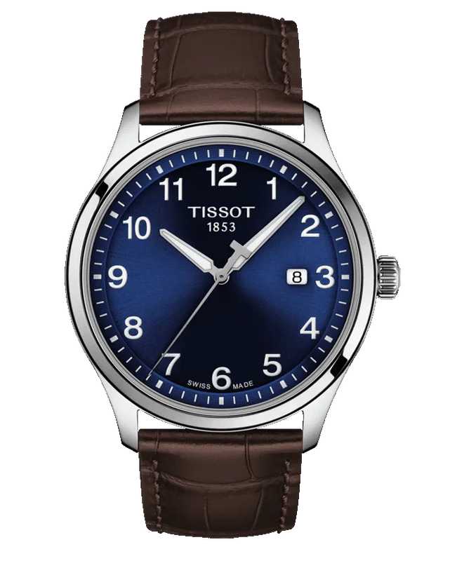 Tissot T-Sport Gent XL Blue Dial Brown Leather Strap Watch for Men - T116.410.16.047.00