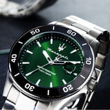 Maserati Competizione Green Dial Silver Steel Strap Watch for Men - R8853100038