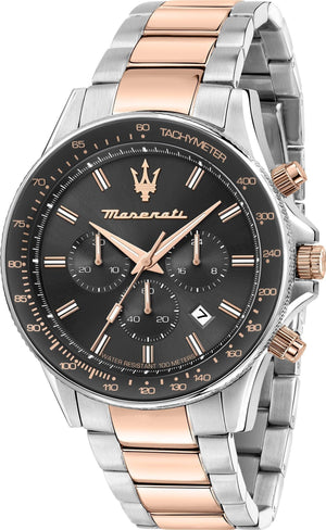 Maserati SFIDA Chronograph Grey Dial Two Tone Steel Strap Watch for Men - R8873640021