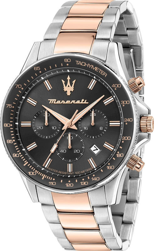 Maserati SFIDA Chronograph Grey Dial Two Tone Steel Strap Watch for Men - R8873640021