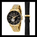 Maserati SFIDA Special Edition Automatic Black Dial Gold Steel Strap Watch for Men - R8823140012