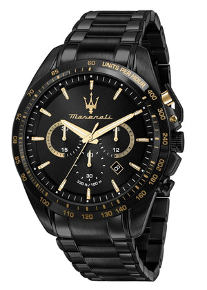 Maserati Traguardo Limited Edition Chronograph Black Dial Black Steel Strap Watch for Men - R8873612051