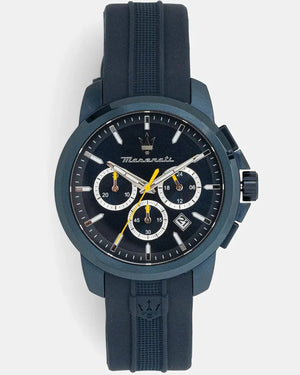 Maserati Successo Chronograph Blue Dial Blue Rubber Strap Watch for Men - R8871621044