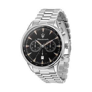 Maserati Tradizione Chronograph Black Dial Silver Steel Strap Watch for Men - R8873646004