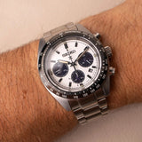 Seiko Prospex Speedtimer Solar Chronograph White Dial Silver Steel Strap Watch for Men - SSC813