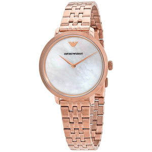 Emporio Armani Modern Mother of Pearl White Dial Rose Gold Steel Strap Watch for Women - AR11158