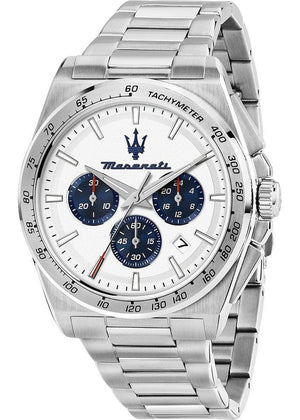 Maserati Velocità Chronograph White Dial Silver Steel Strap Watch for Men - R8873652007