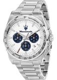 Maserati Velocità Chronograph White Dial Silver Steel Strap Watch for Men - R8873652007