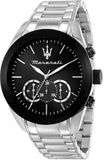 Maserati Traguardo Chronograph Limited Edition Black Dial Silver Steel Strap Watch for Men - R8873612062