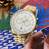 Maserati Tradizione Chronograph White Dial Gold Steel Strap Watch for Men - R8873646003