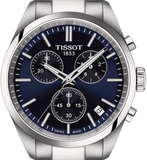 Tissot PR 100 Chronograph Blue Dial Silver Steel Strap Watch for Men - T150.417.11.041.00