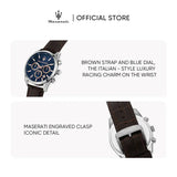 Maserati Attraction Limited Edition Chronograph Blue Dial Brown Leather Strap Watch for Men - R8851151003
