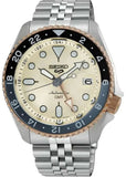 Seiko 5 GMT Sport Asia Exclusive Limited Edition Off White Dial Silver Steel Strap Watch for Men - SSK046K1